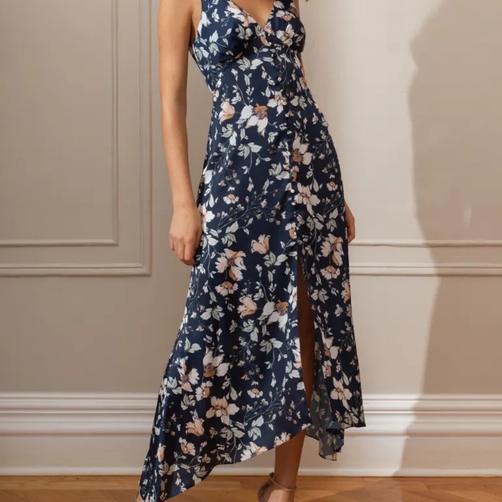 Jenny Yoo Ana Navy Multi Floral Bridesmaid Dress